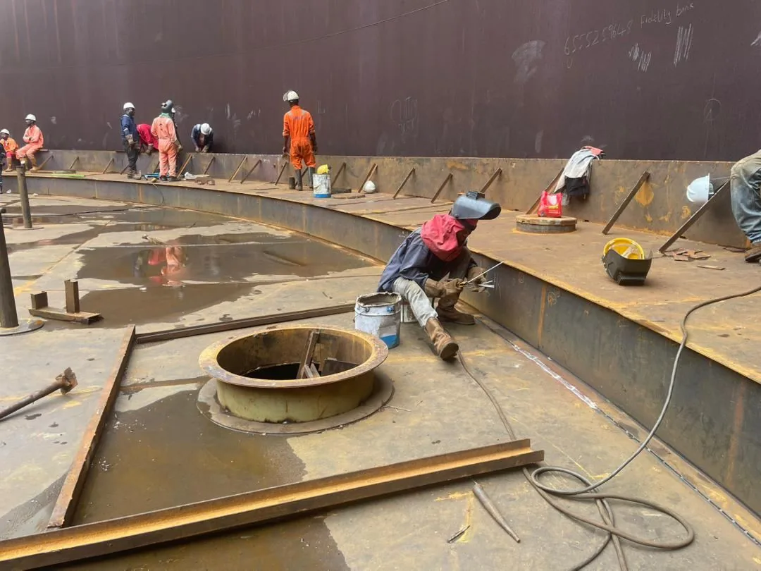 New floor plates being installed